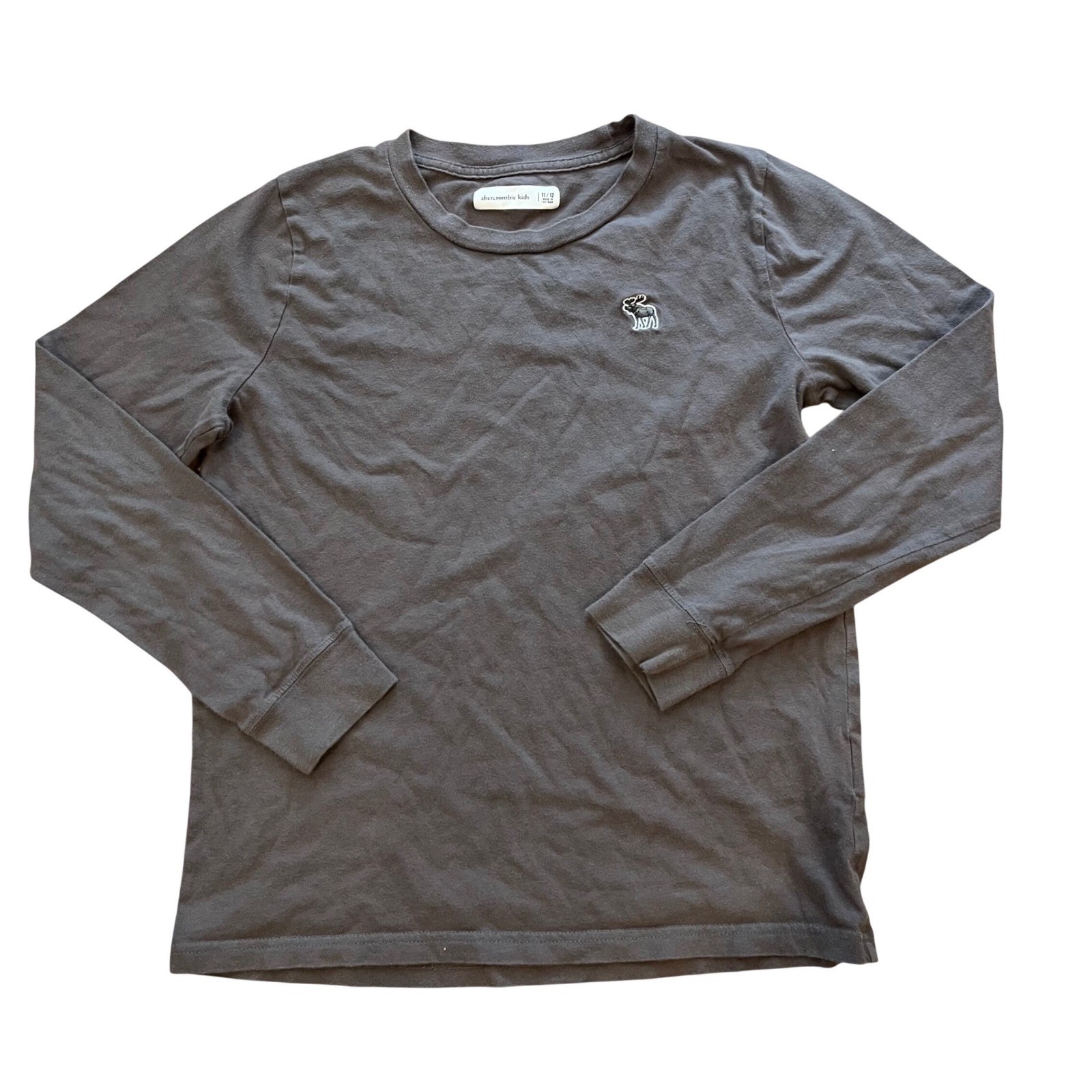 Abercrombie Kids Boys Long Sleeve Moose Logo T-Shirt Gray Size 11/12