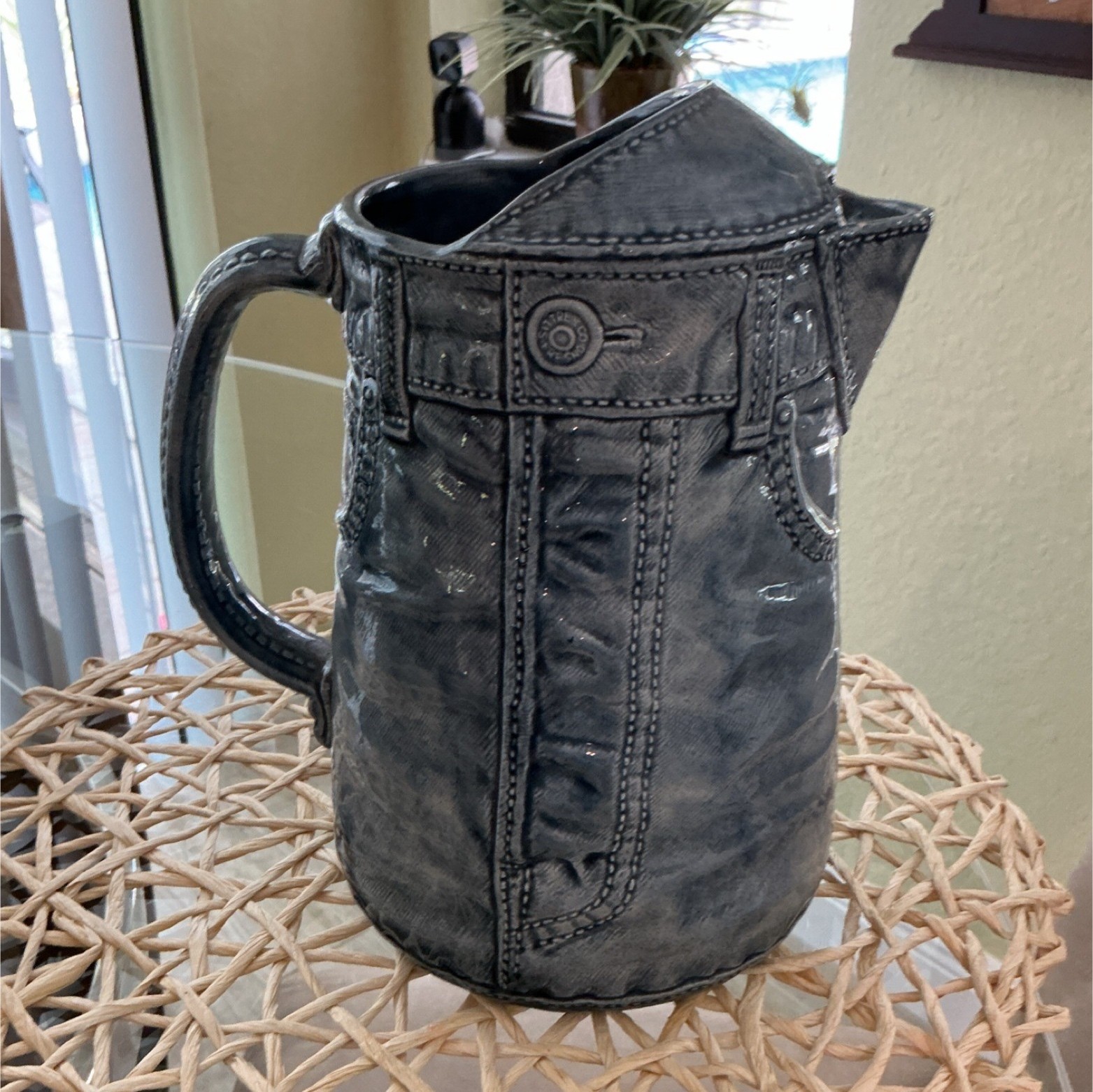 VTG  1970s Sittre Ceramic Classic Blue Jean Pitcher