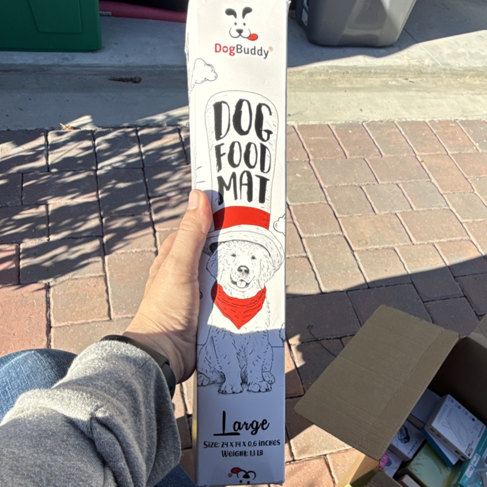 DogBuddy Large Silicone Non-Slip Dog Food Mat White Red Black