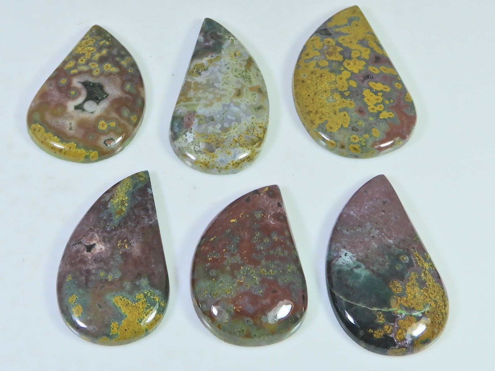 173Cts. Natural Ocean Jasper Fancy Cabochon Loose Gemstone 6Pcs Lot 20-37 MM