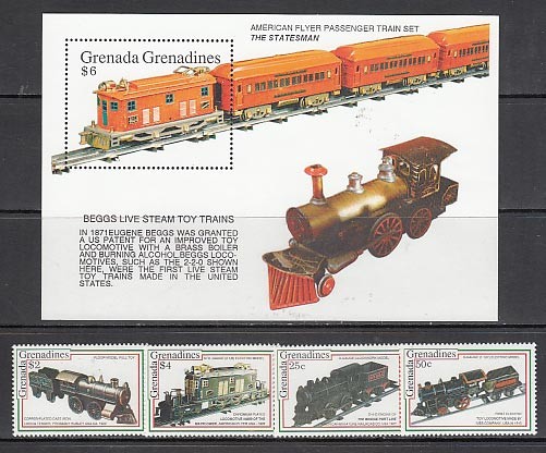 Grenada-Grenadines - Mail Yvert 1387/90+H.258 ** MNH Trains