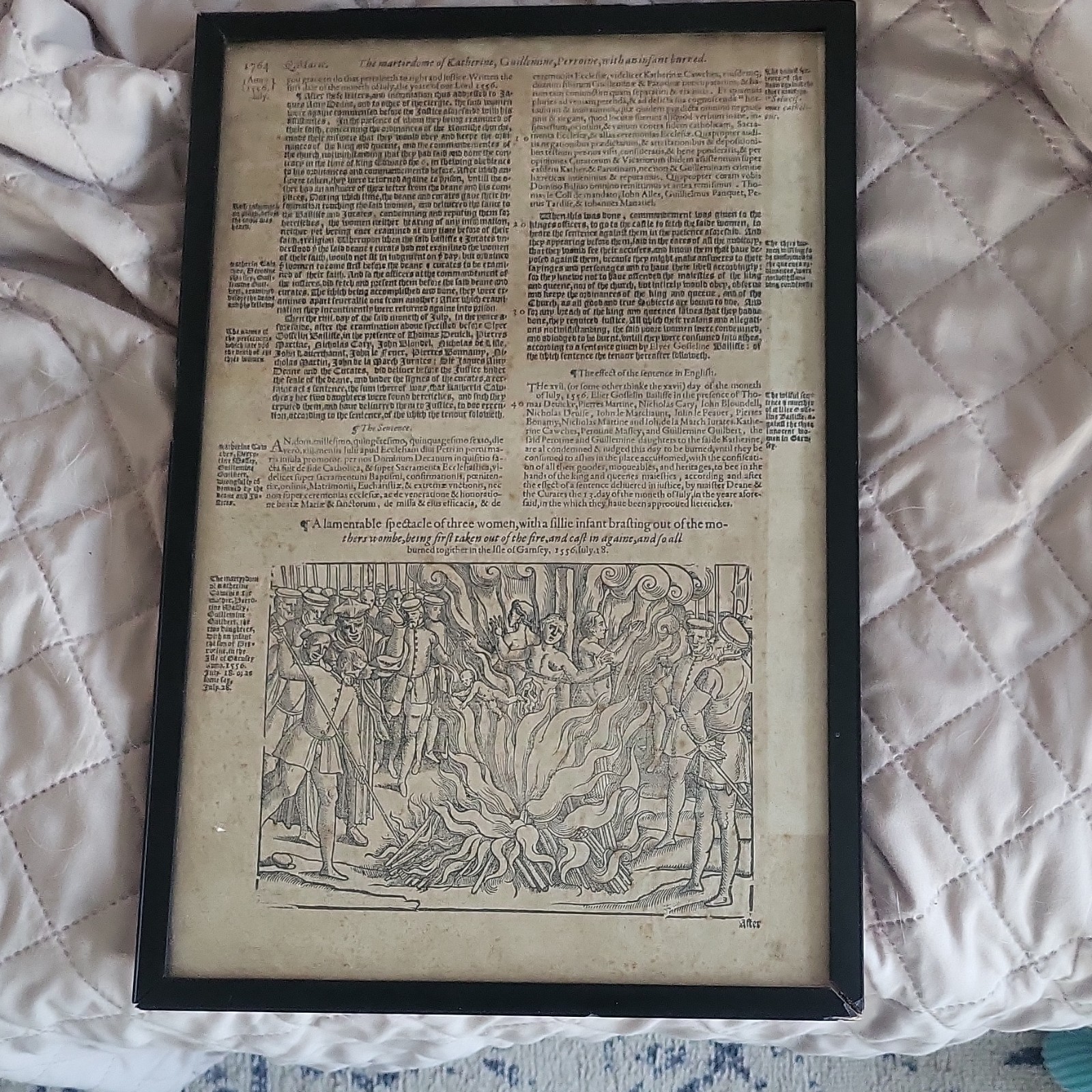 Original Illustrated Woodcut Page, European History, Disbound, English, Antique