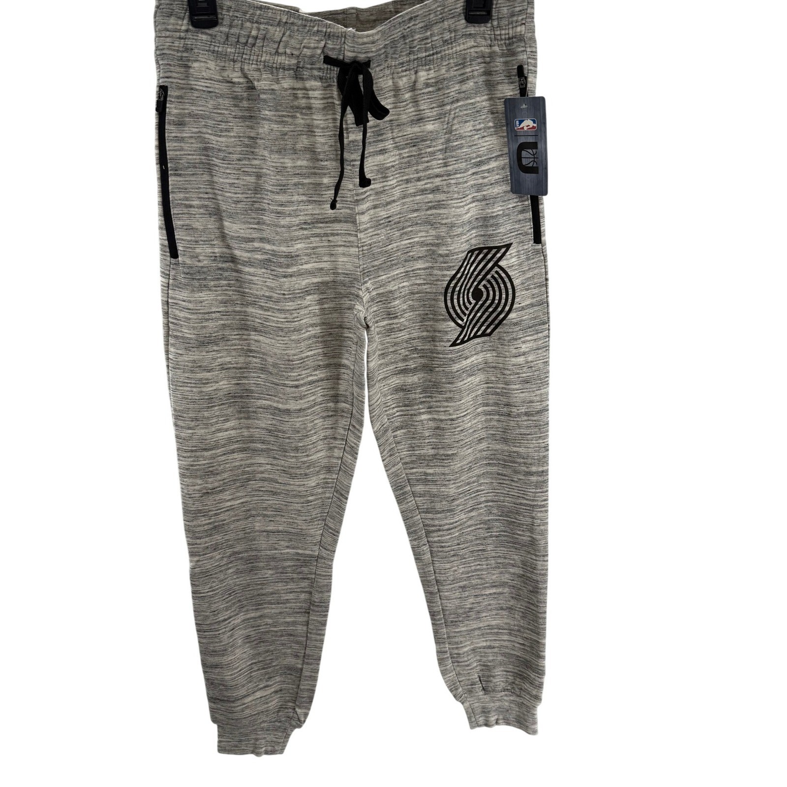 NBA Portland Trail Blazers Heathered Jogger Pants Mens Medium Zip Pockets NEW