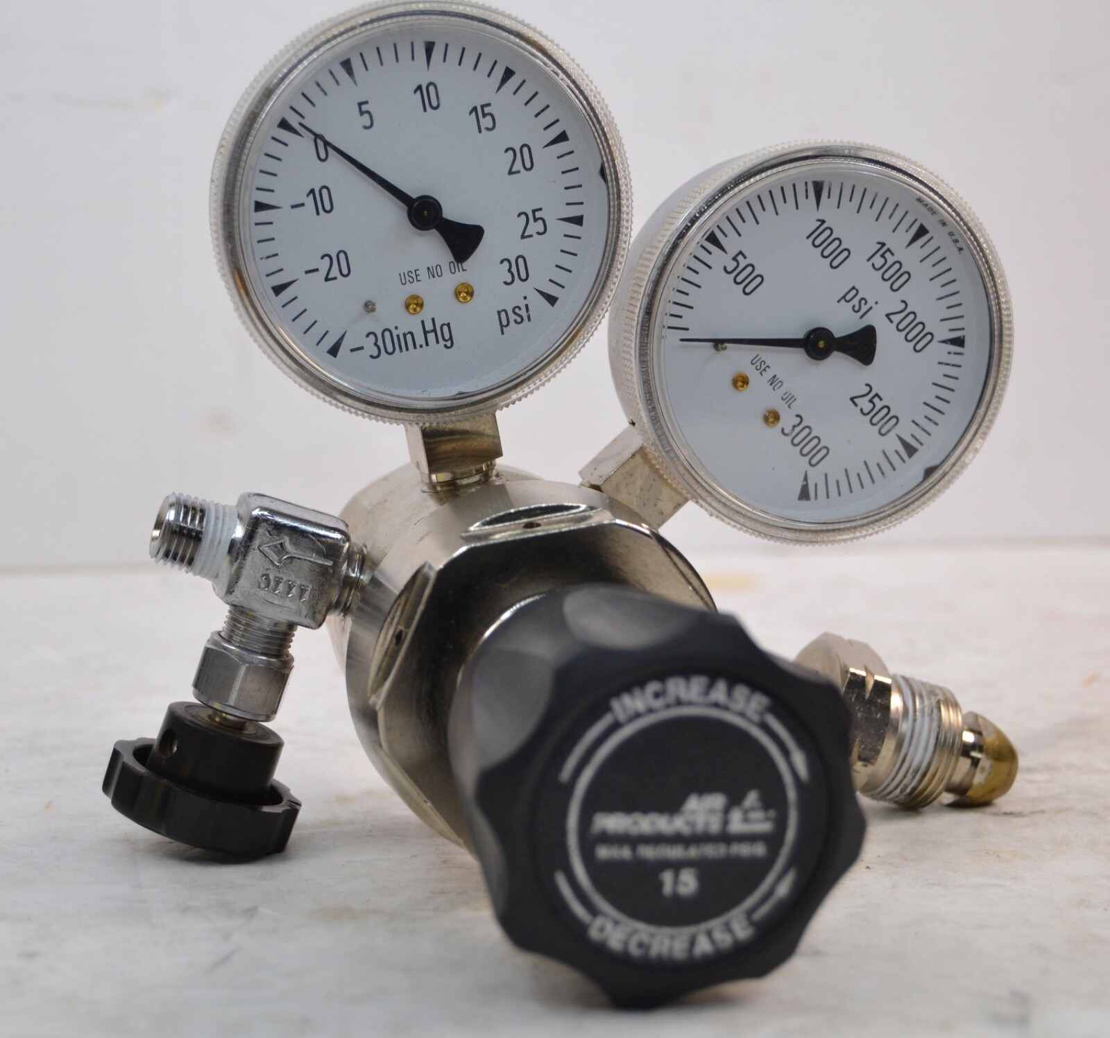 Air Products E12-244A Gas Regulator w/  Fitting 3000PSI MAX Stainless Steel #2
