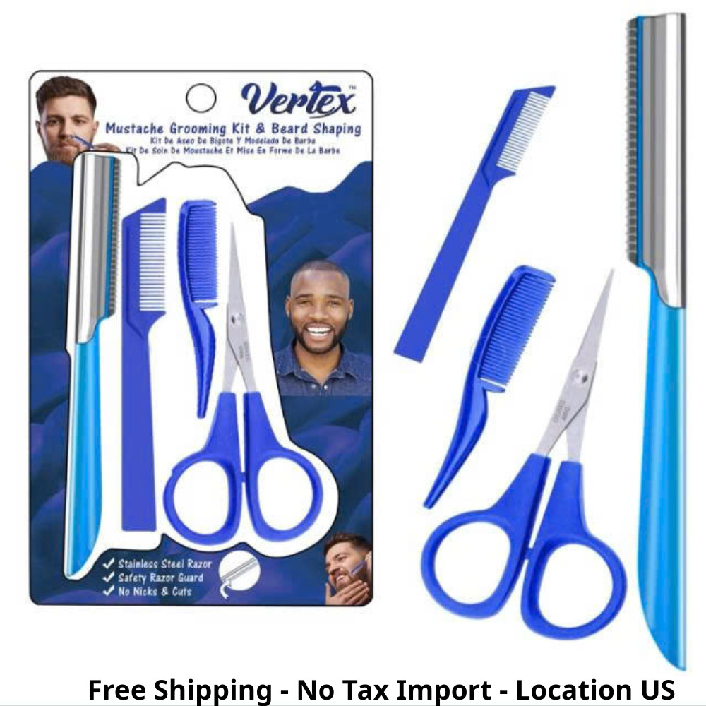 Mustache Scissors Grooming Kit Comb - Movember Travel Razor Mens Beard Trimmer