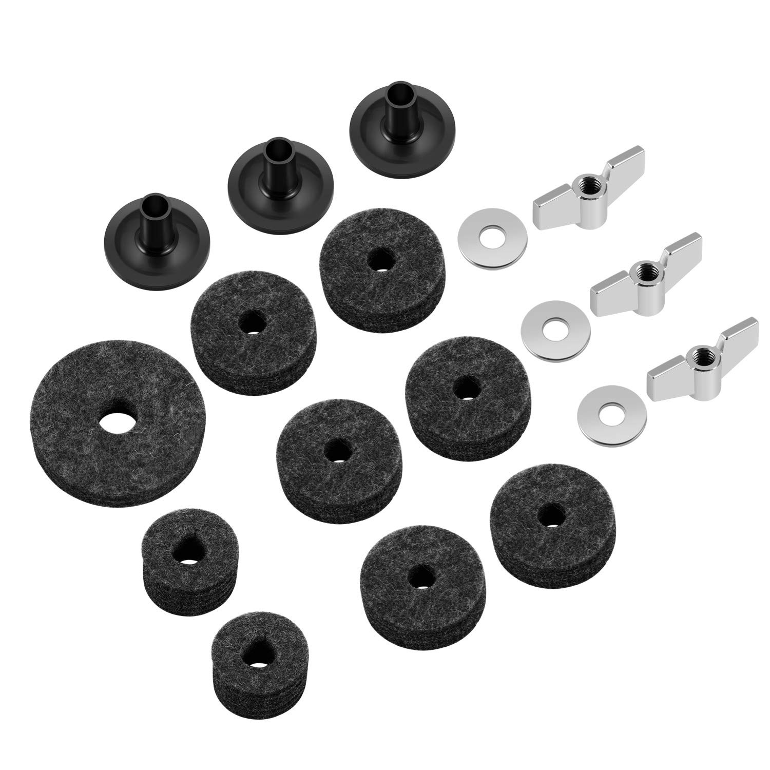 18-Piece Cymbal Accessories Kit - Includes Cymbal Felts and Sleeves with Base...