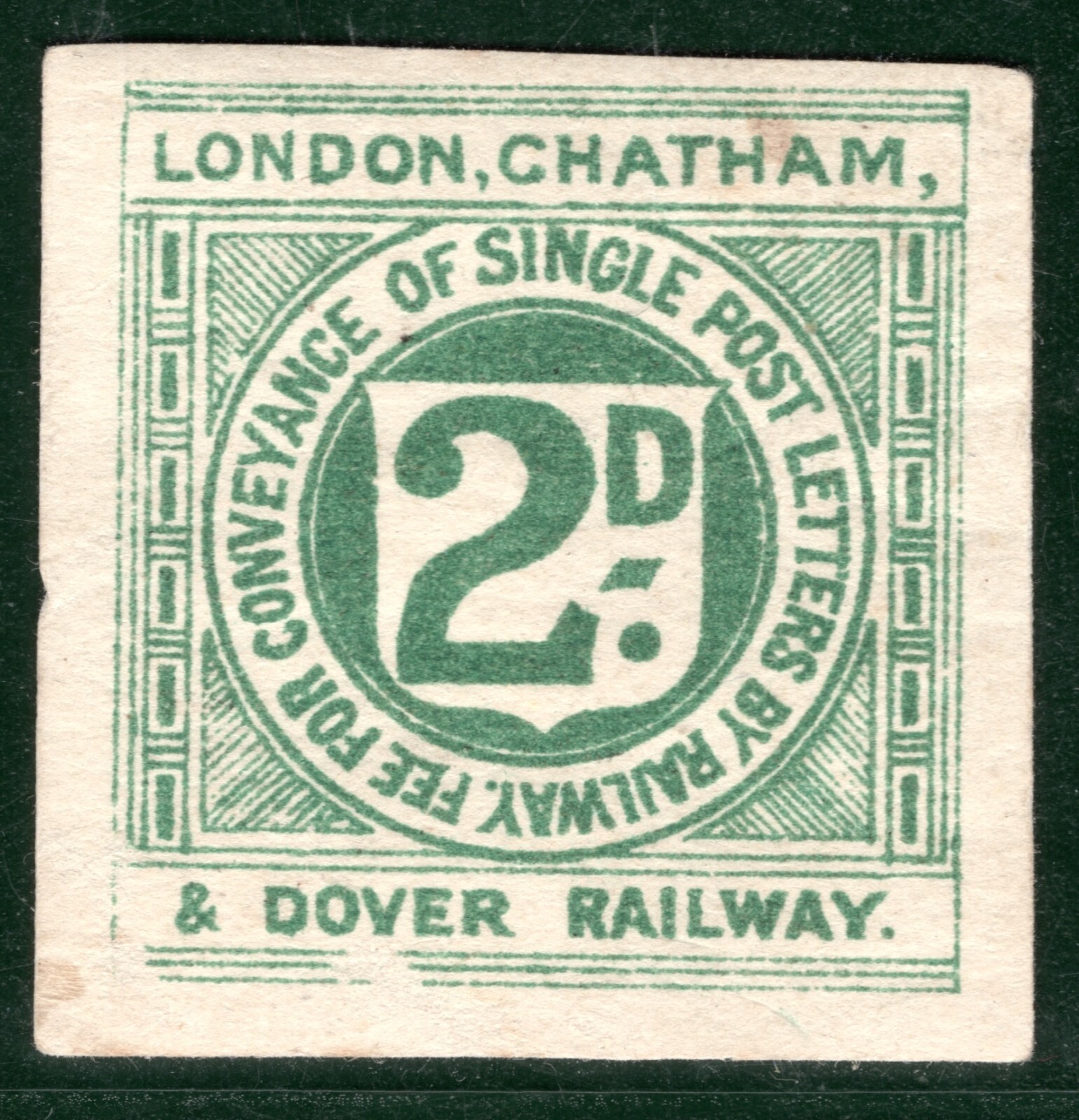 GB LC&DR RAILWAY 2d Letter Stamp London Chatham & Dover IMPERF Mint MM BRW54