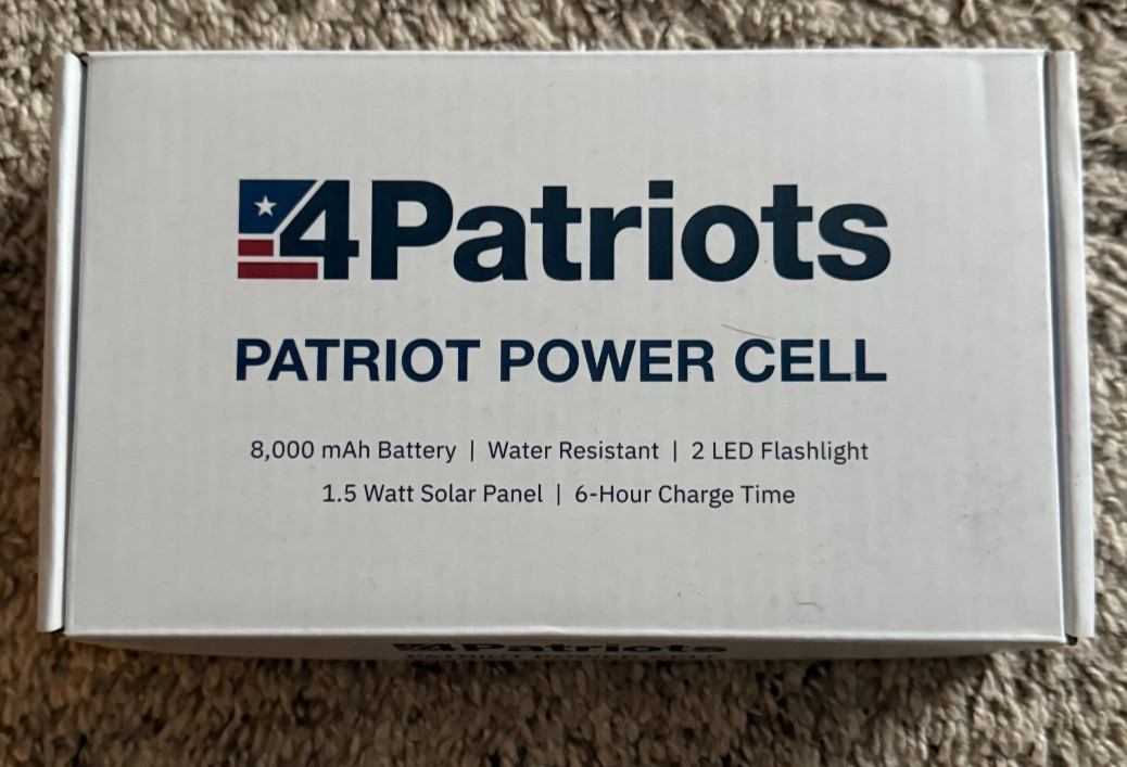 4Patriots Patriot Power Cell Portable Solar Power Bank - 8,000 mAh Battery (NEW)