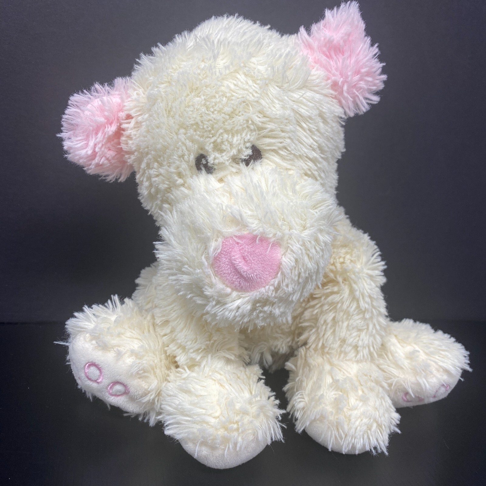 JC Penney Okie Dokie Cream Puppy Dog Plush Pink Ears Floppy Stuffed Animal Bear