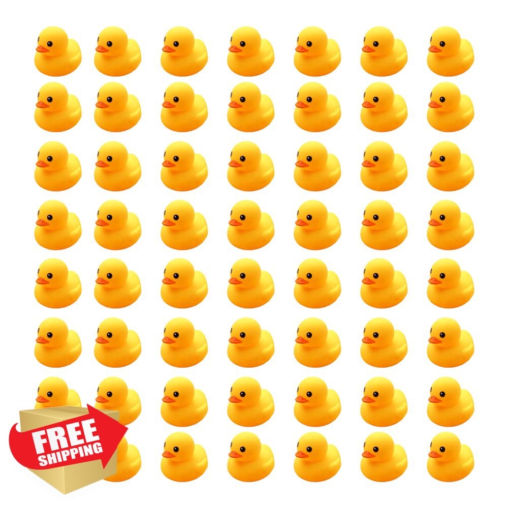 50 Pcs Mini Rubber Duck Bath Toys - Bulk Squeak Float Party Favors
