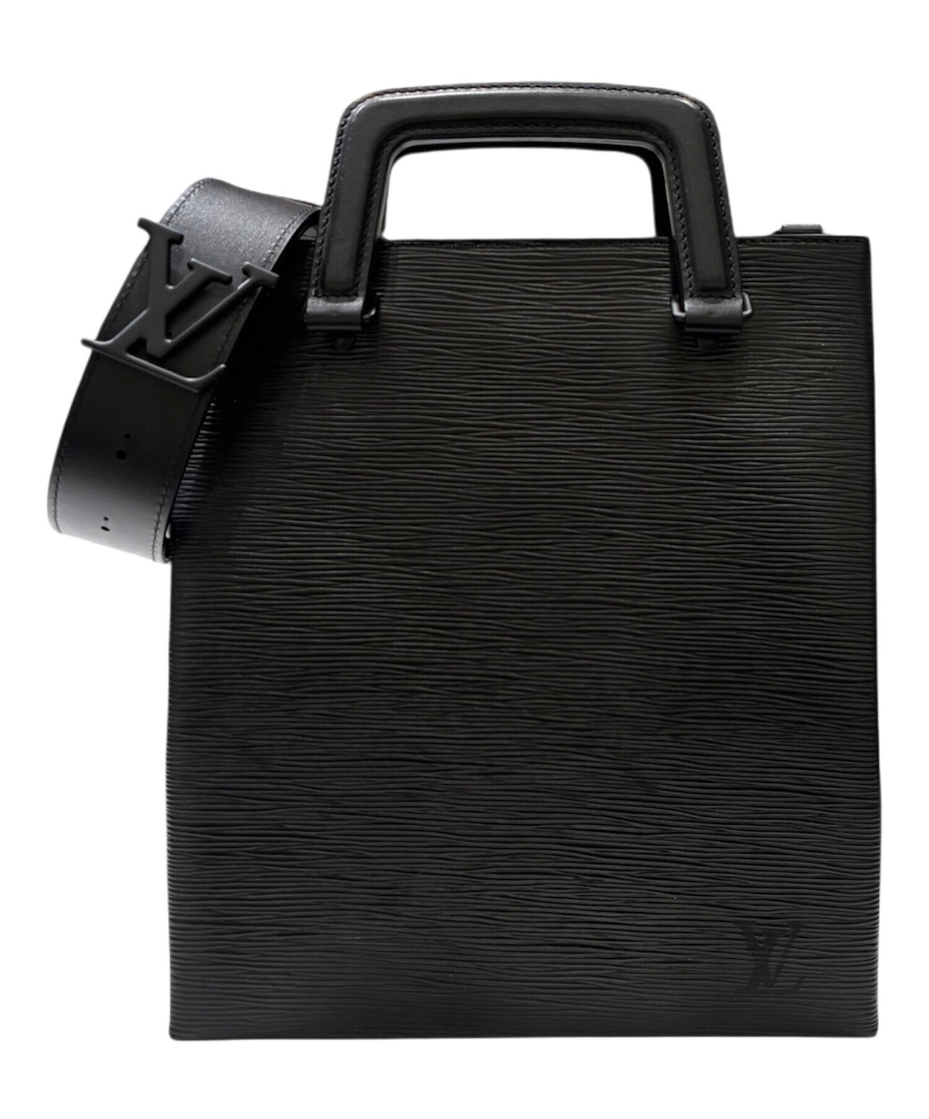 Louis Vuitton Epi Sac Plat Fold Black 2Way Handbag M58497 Italy RFID SR0912