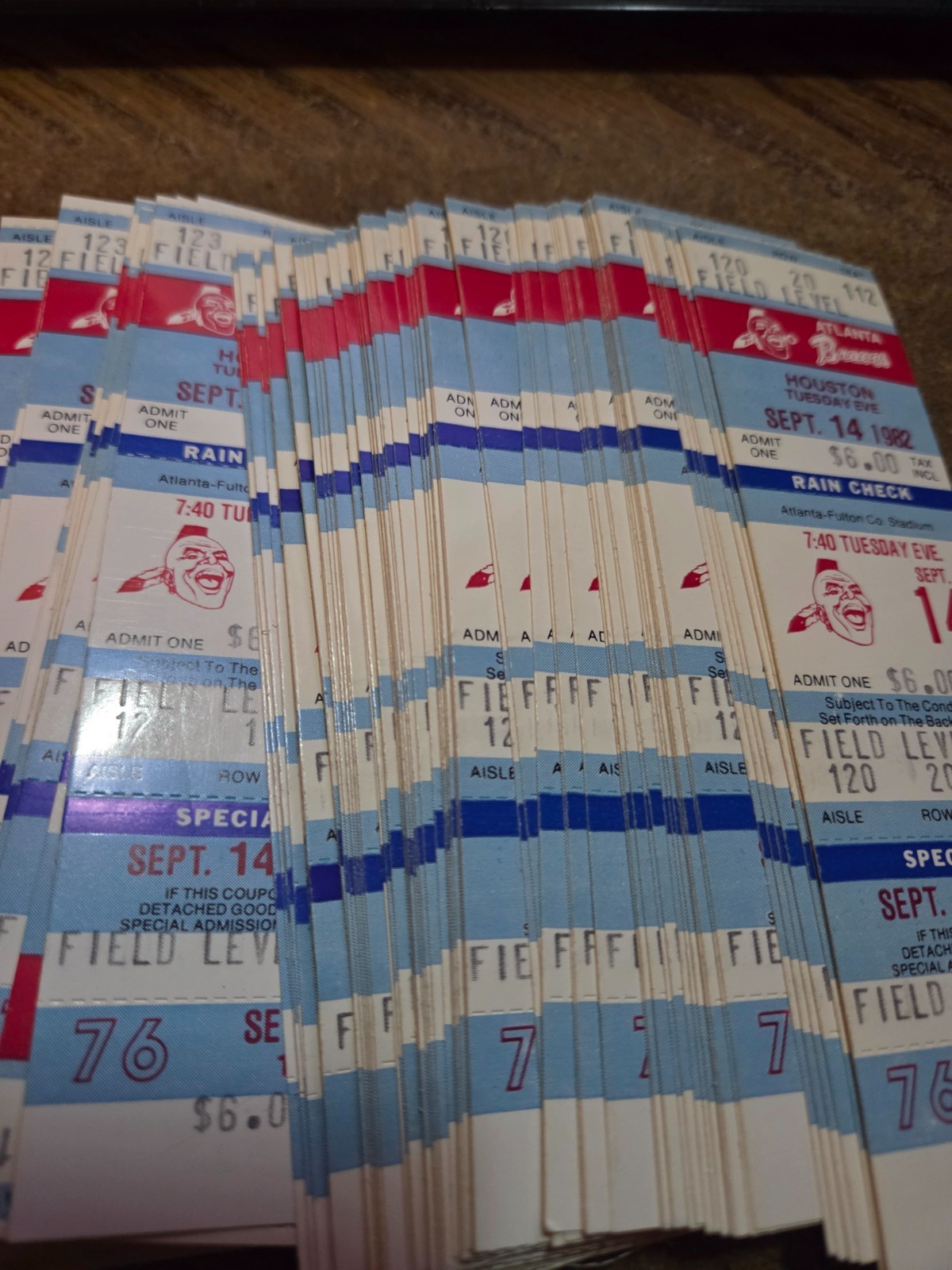lot (170)++ ATLANTA BRAVES tickets 9/14/1982 vs. houston ASTROS~get GRADED /AUTO