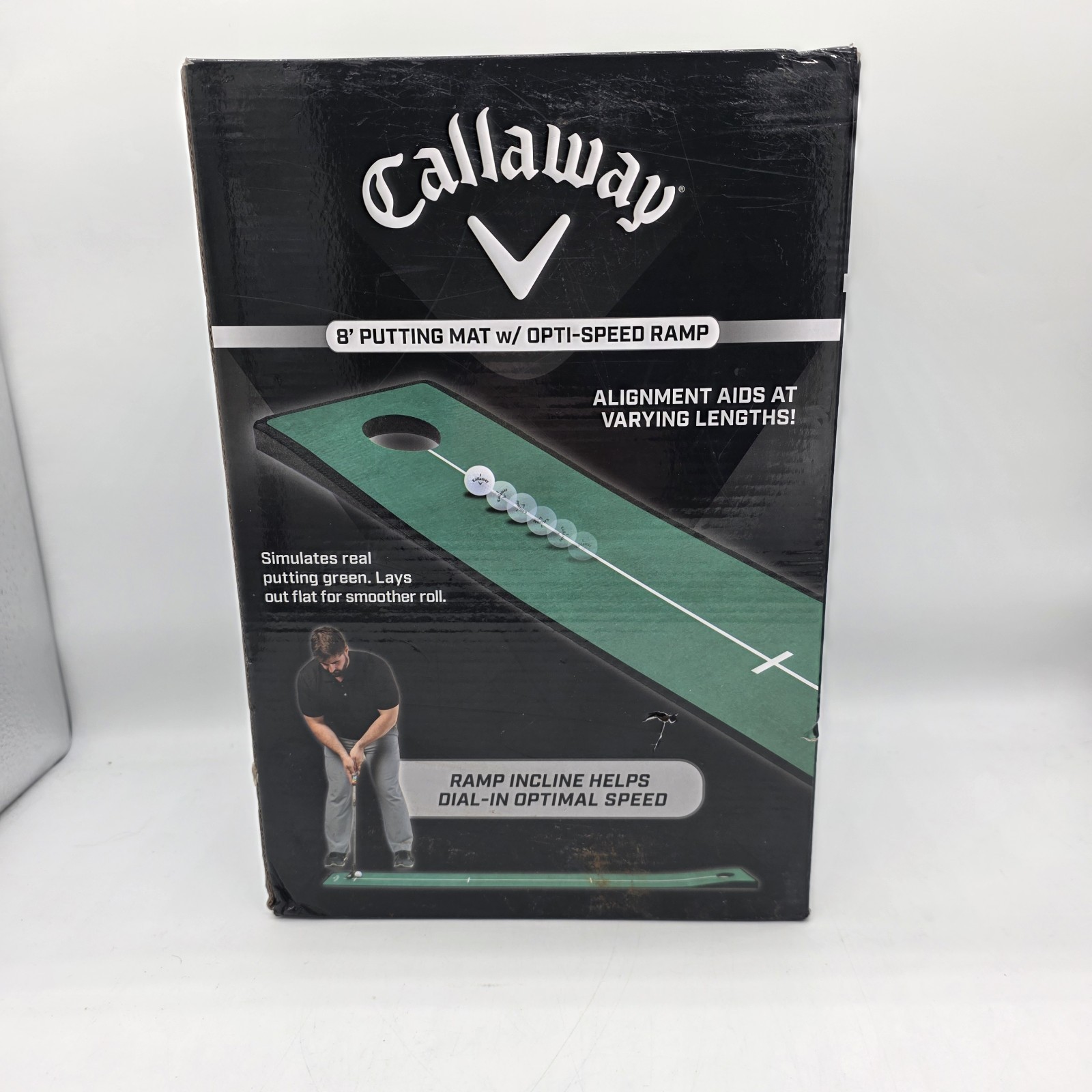 Callaway 8' Golf Putting Mat with Opti-Speed Ramp Putting Green New Open Box