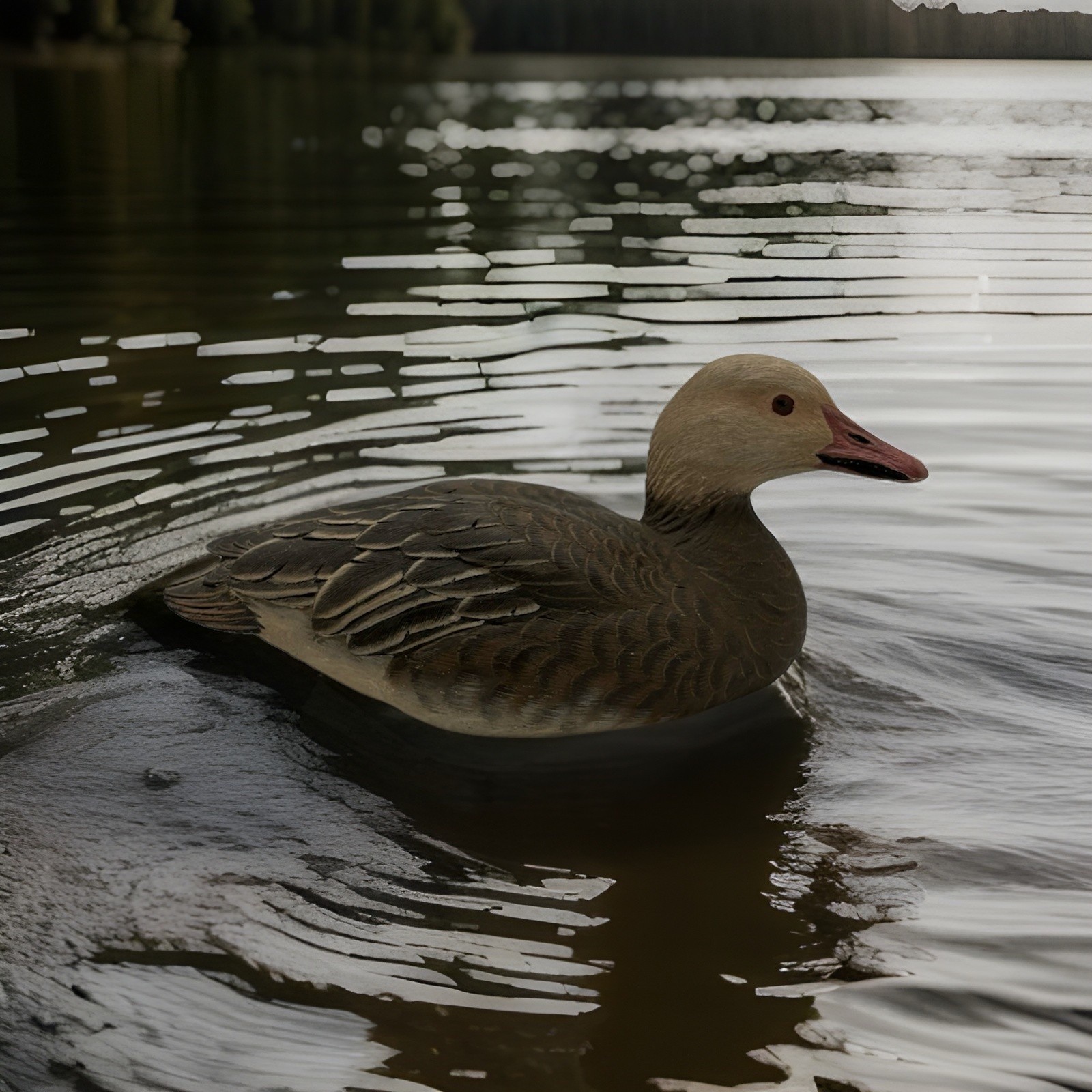 Adult Snow Goose Signed By Artist Hai Fang Ma Approximately-3.25”T x 7”L
