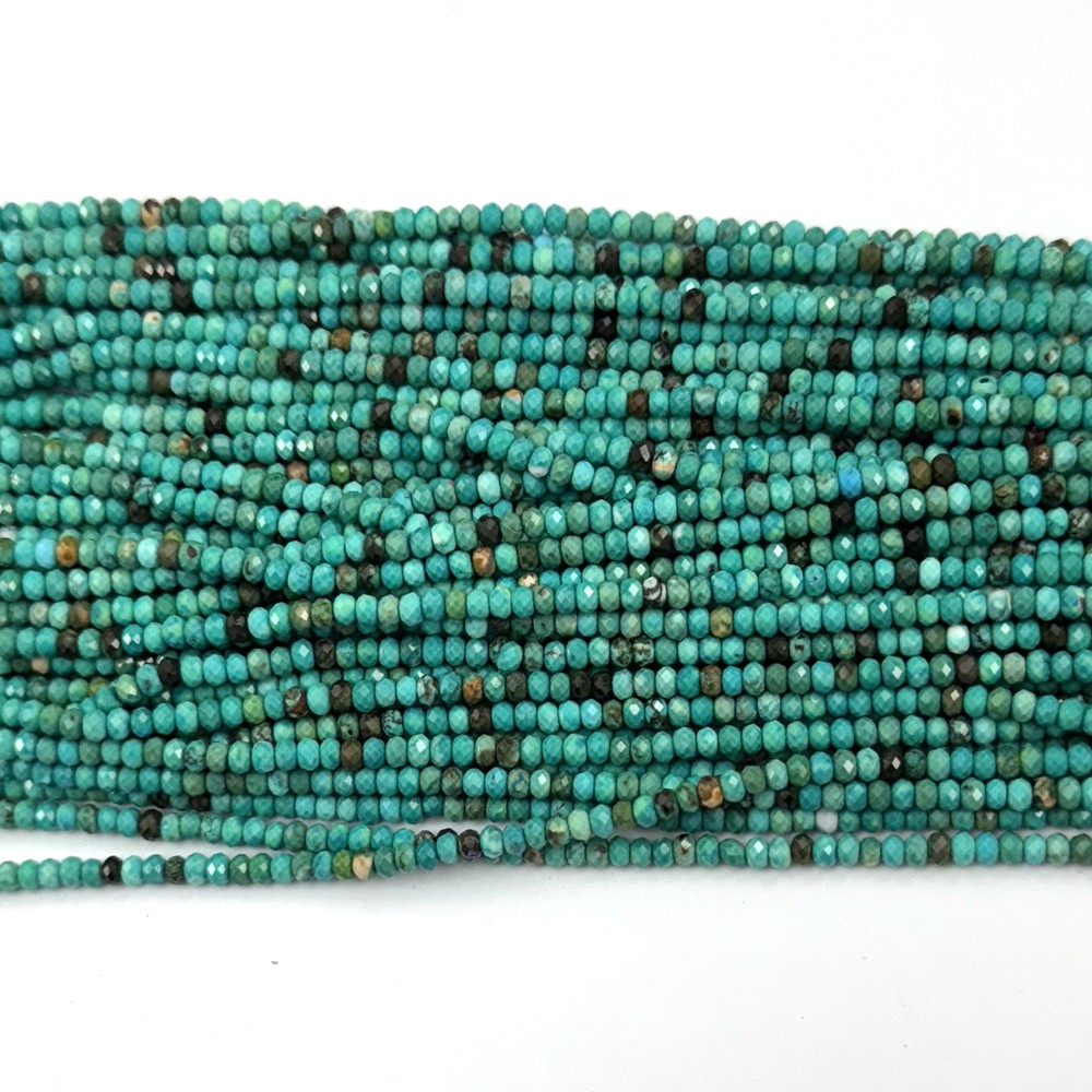 2x3mm faceted green turquoise rondelle button beads 15" strand S2
