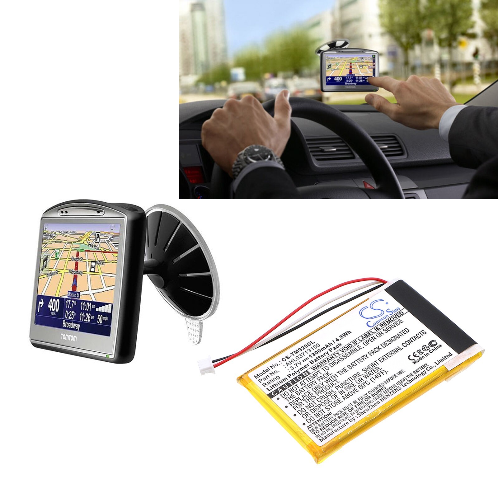 Battery 1300mAh AHL03713100 for TomTom Go 920 Go 920T Go XL330 One XL 340 340S