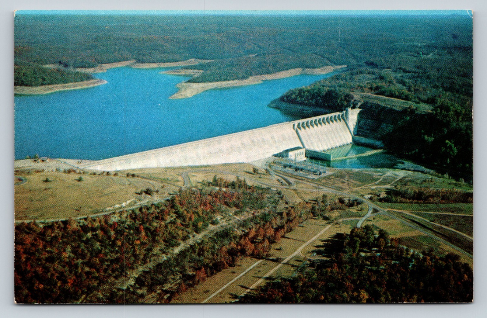 Aerial View of Norfolk Dam & Lake Near MOUNTAIN HOME Arkansas VINTAGE Postcard