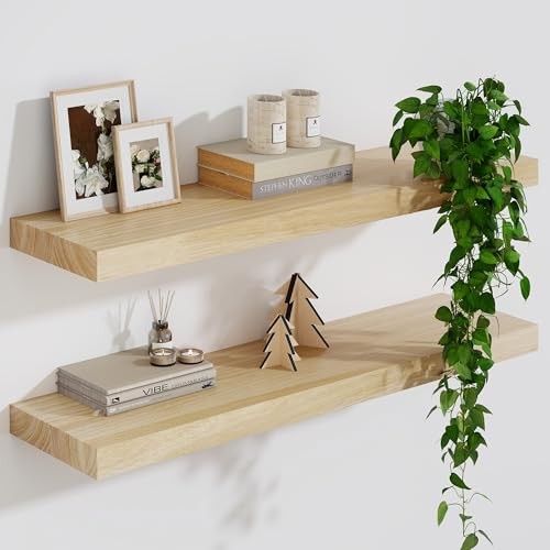 Wood Floating Shelves For Wall, 24”W x 9”D x 24"Wx9"D, 2pack Natural Finish