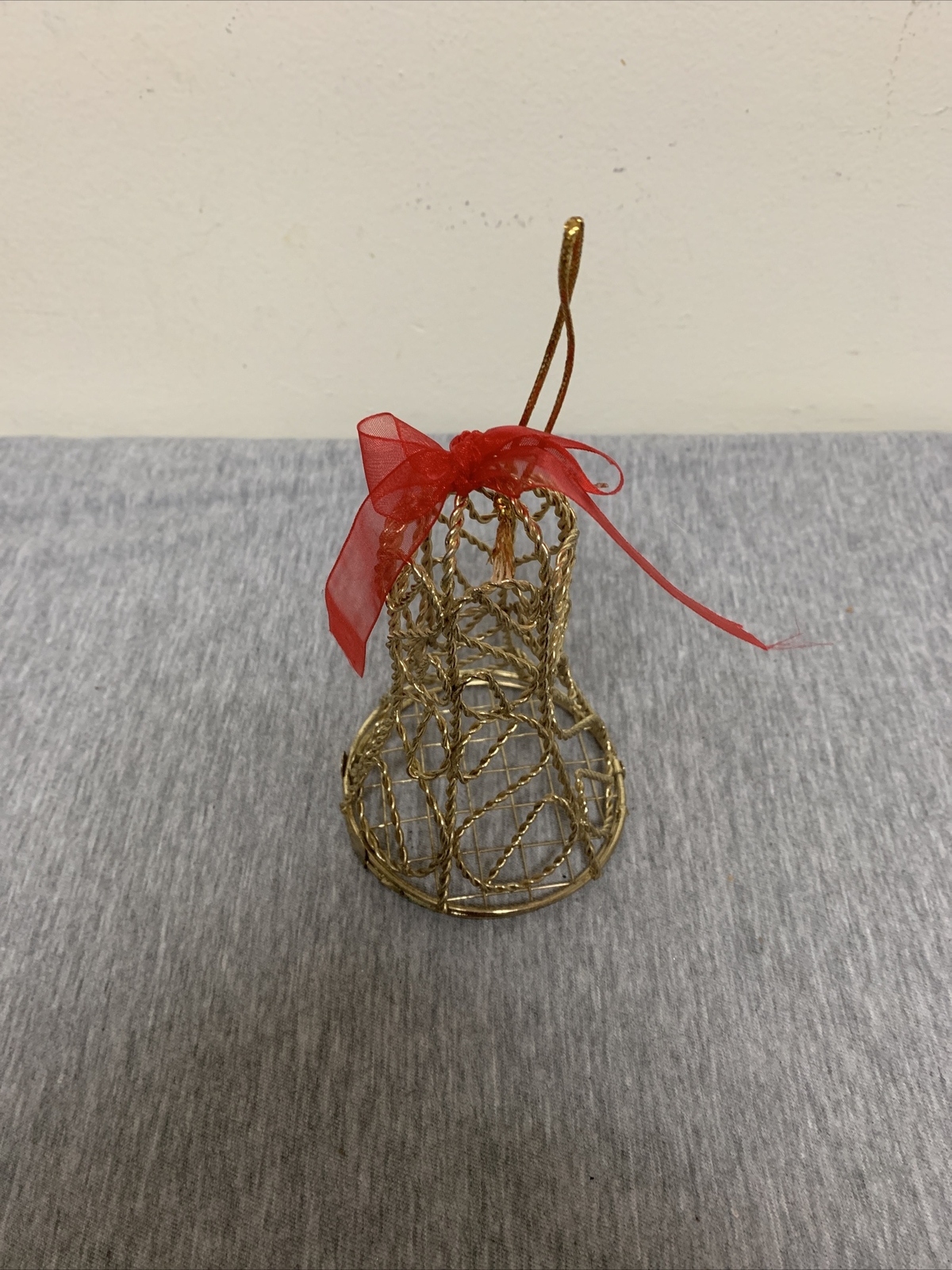 Vintage Goldtone Twisted Metal Wire Bell Christmas Ornament