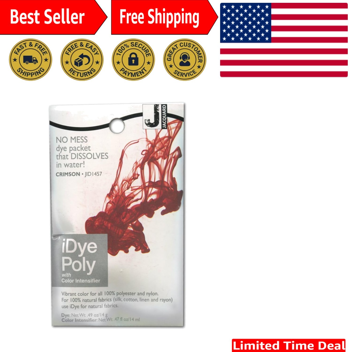Versatile iDye Poly 14g Crimson Packet - Ideal for Cosplay and Crafting Projects