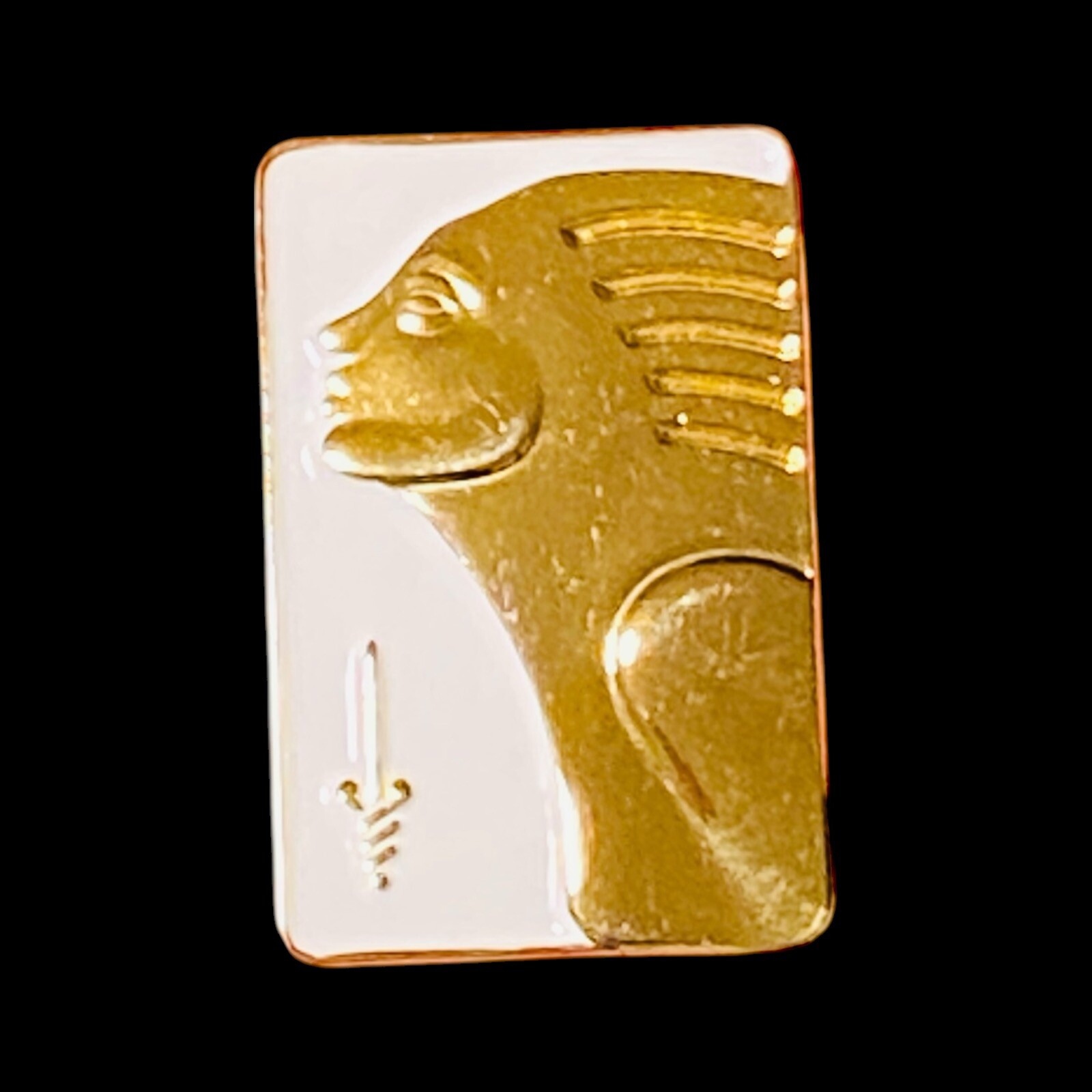 Caduceus Medical ACS Cancer Art Deco Style Lapel Pin Gold White Woman's Face