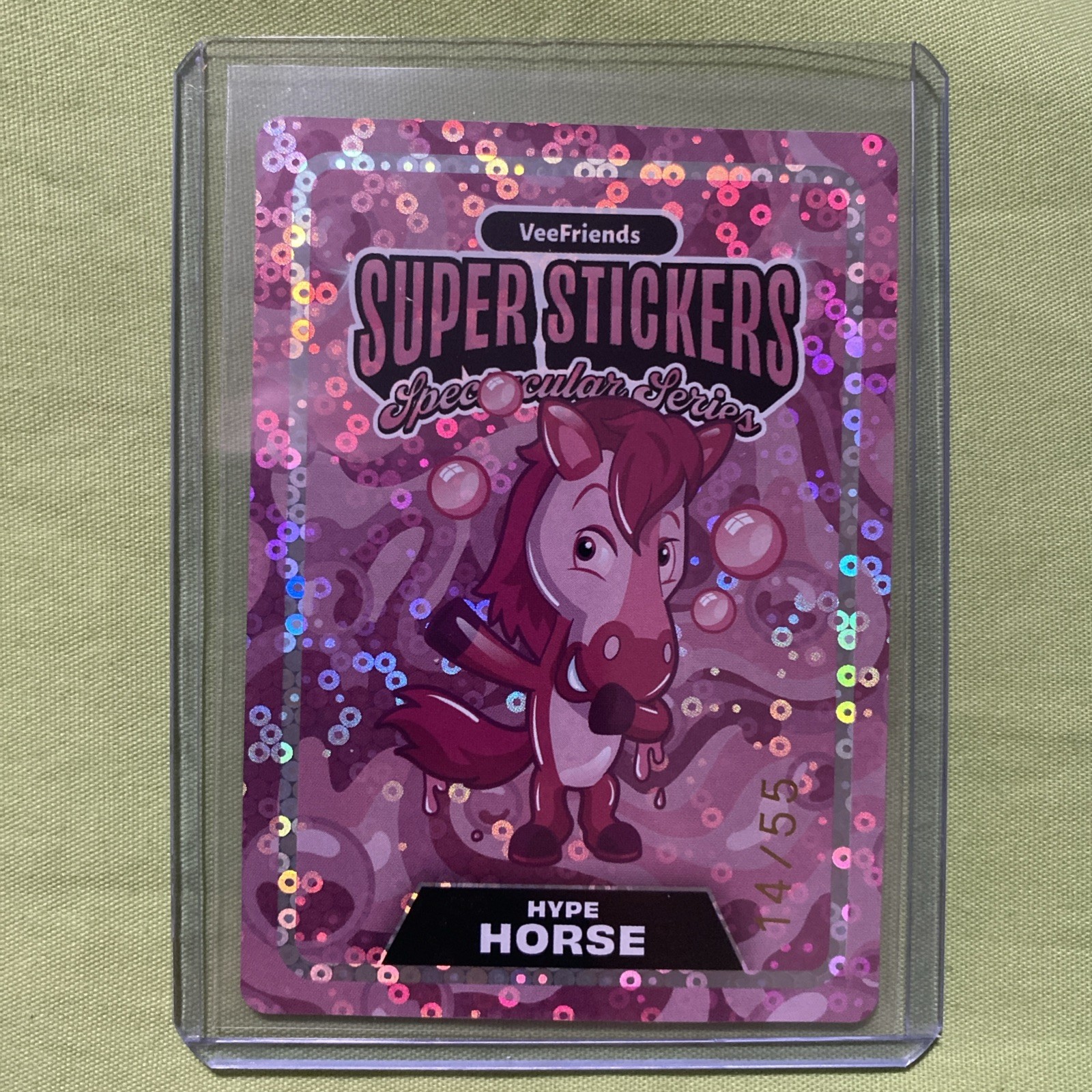 VeeFriends Super Sticker Spectacular Hype Horse 14 /55 Bubble Gum Spec Match!