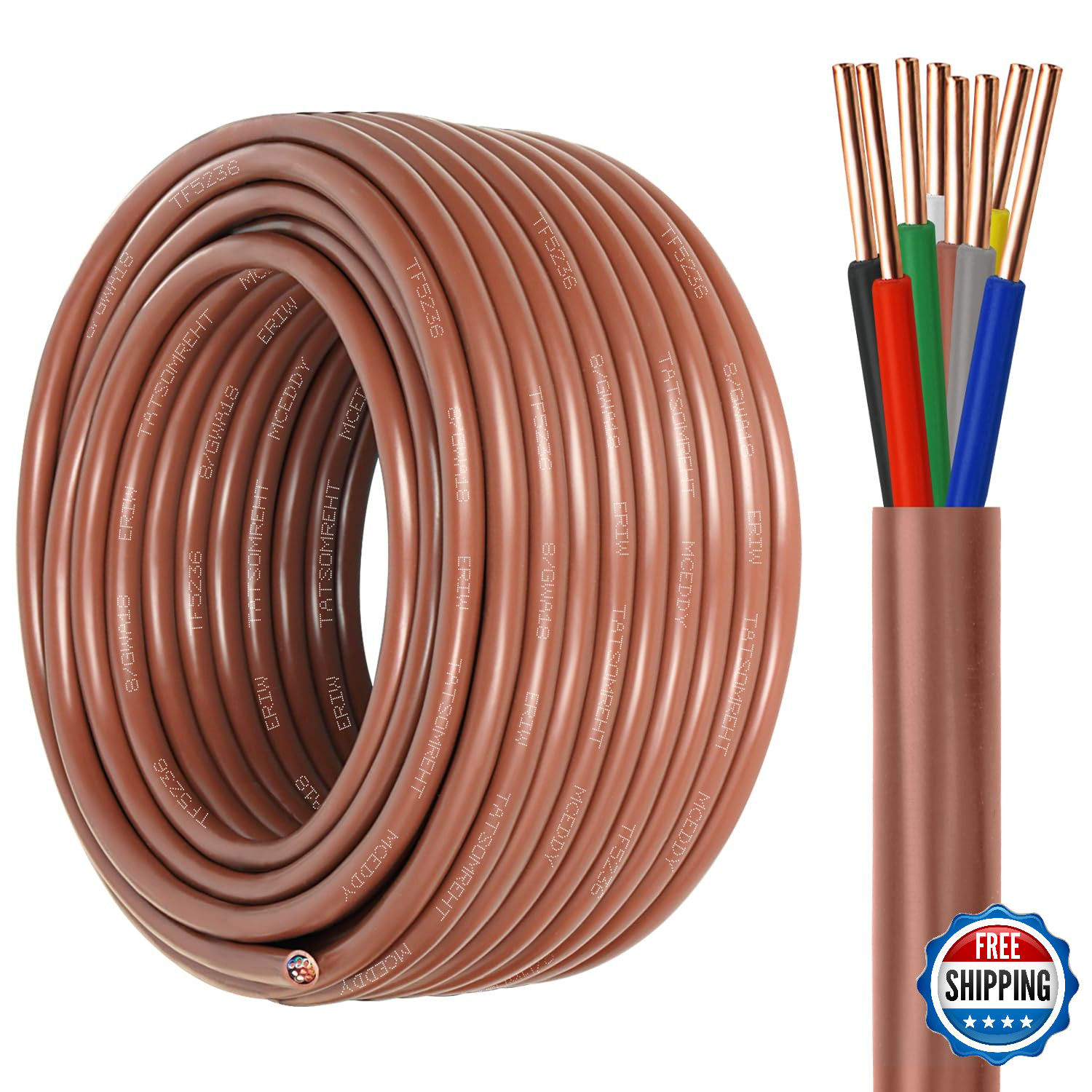 YDDECW Thermostat Wire - 18/8 50FT Solid Copper 18 Gauge 5 Conductor Power Circu