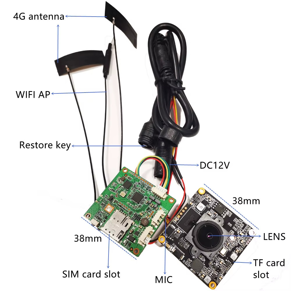 Mini 4G Pinhole Camera CCTV P2P Onvif Audio DIY 3G 4G SIM Camera Module Chip Boa