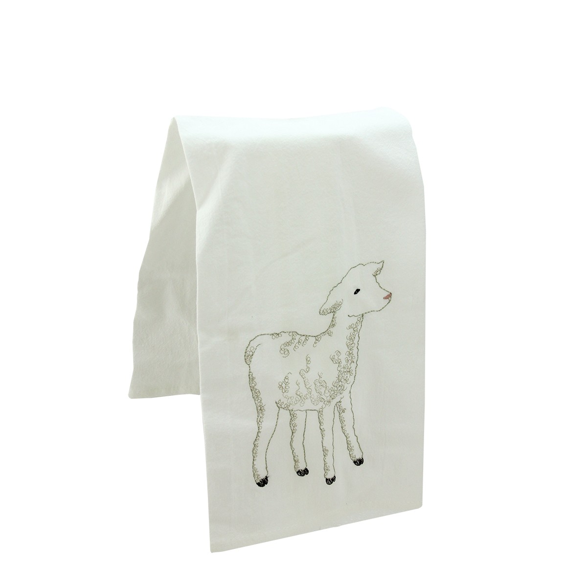 Gallerie II 27" Decorative Embroidered Style Lamb Flour Sack Kitchen Hand Towel