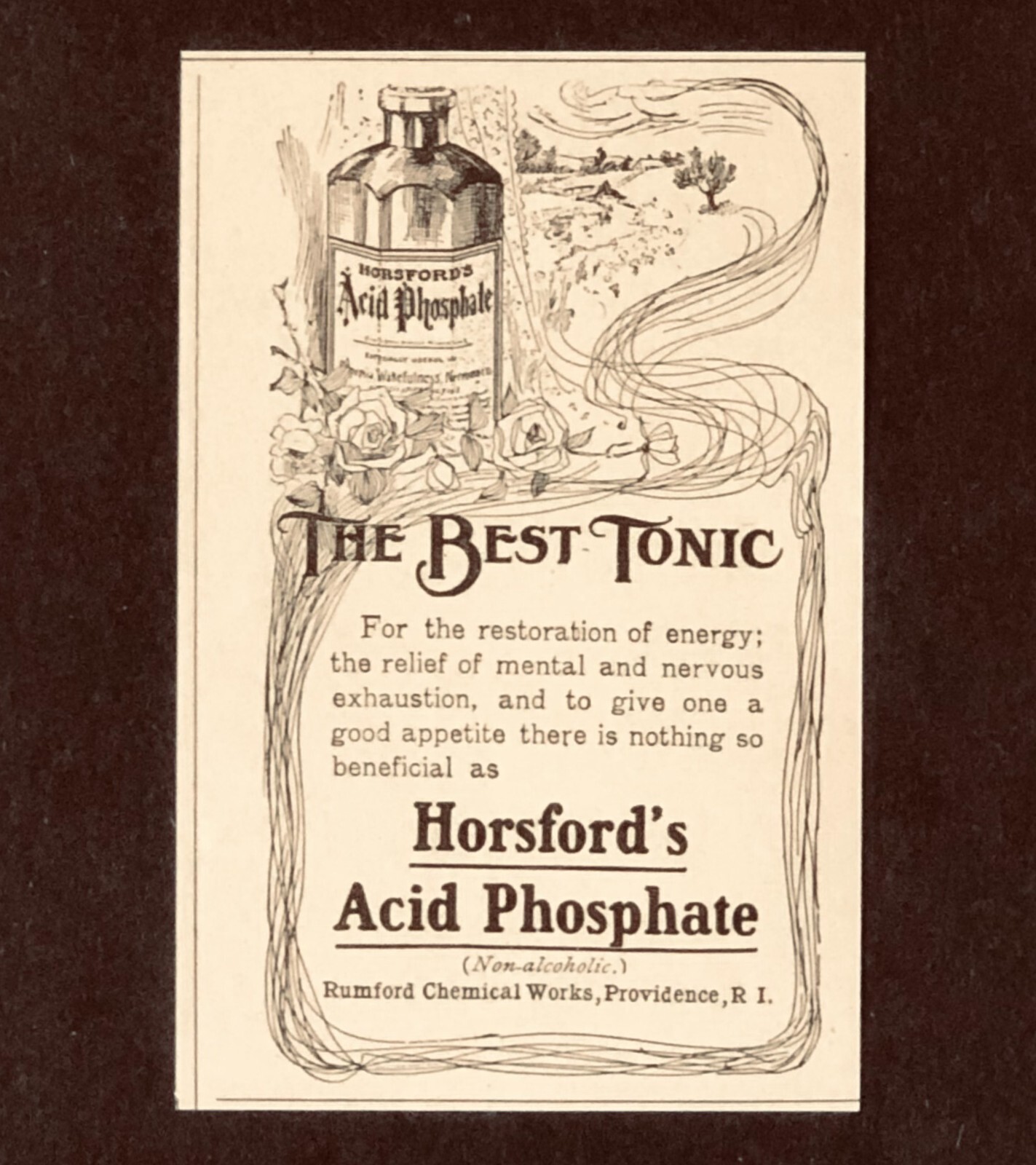 1911 Quack Medicine Advertisement Horsford’s Acid Best Tonic Antique Print AD