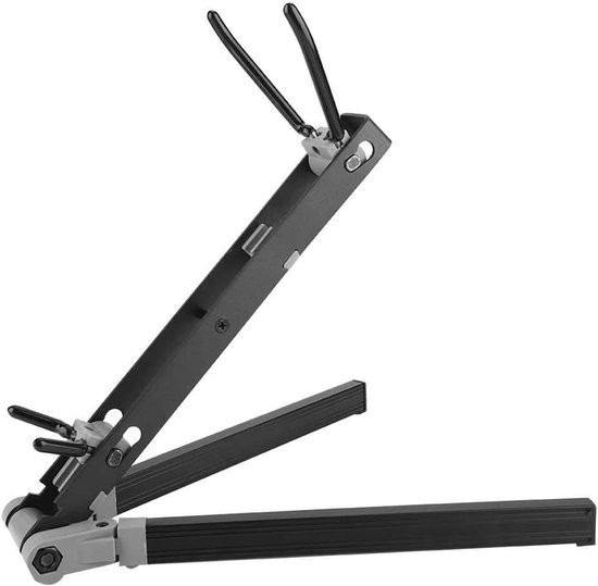 Foldable alto saxophone stand with adjustable legs and soft padding