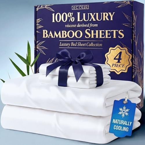  100% Viscose Derived from Bamboo Sheets Size - Luxury 4 Pc King White