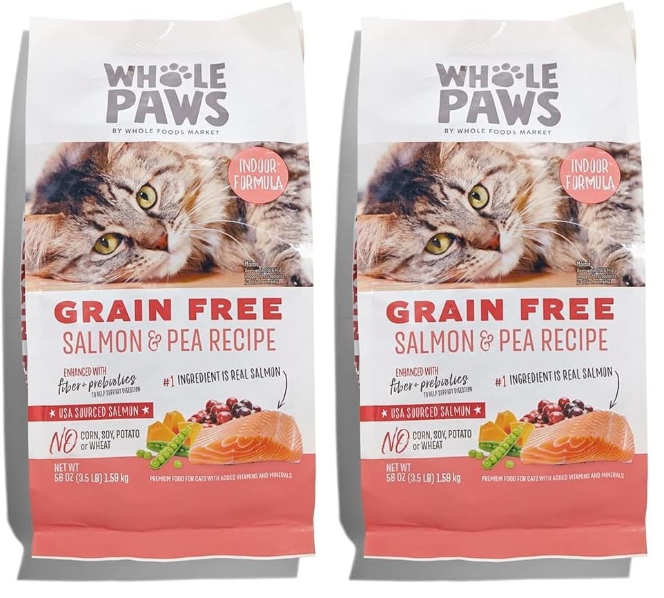Whole Paws, Grain-Free Dry Cat Food, Salmon & Pea 3.5 Pound (Pack of 2) 