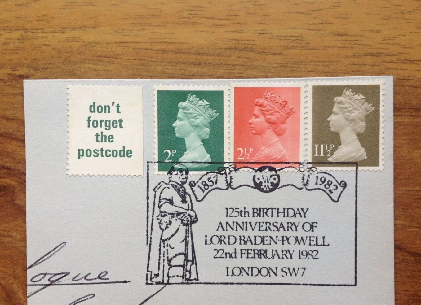 125th Anniversary Lord Baden Powell 1982 Scouts London Postmark. Free UK Postage