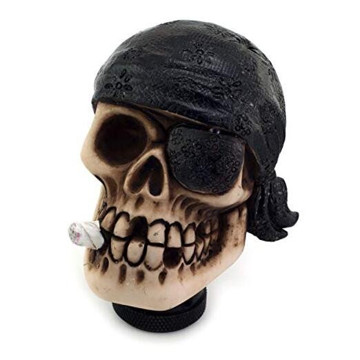 Skull Gear Knob Shifter, Car Stick Shift Handle One-Eyed Pirate Skeleton Black