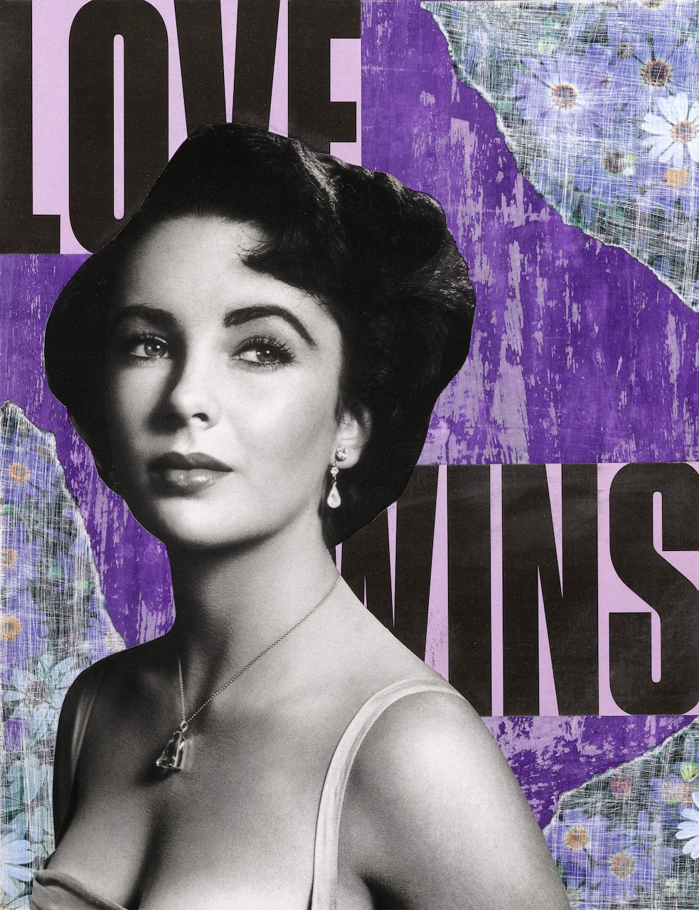 ELIZABETH TAYLOR ORIGINAL HAND-MADE MIXED-MEDIA COLLAGE ART 11x14 PRINT - Giclée