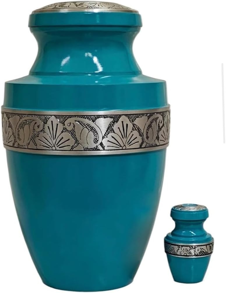 At Peace Memorials Tranquility Biscayne Green Urn for Ashes SET