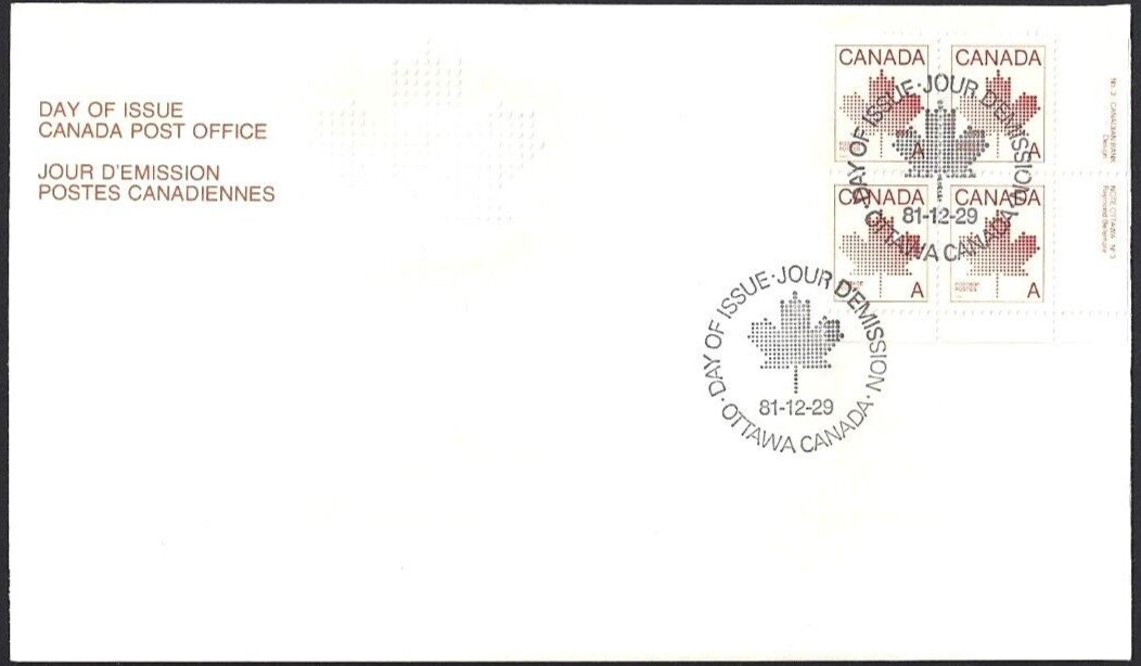 🍁Canada   #907 LRpb  "RED MAPLE LEAF"     Brand New  1981  First Day Cover