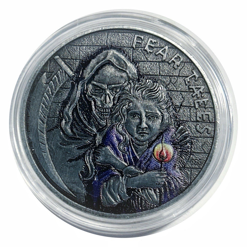Lucky Craft Colored Coin Fear Takes Gothic Skull Fantasy Coin  in Capsule