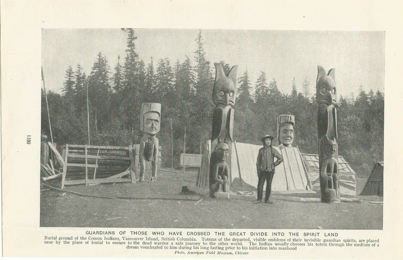 CANADA VANCOUVER COMOX INDIANS NATIVE AMERICANS c 1920 BOOK ILLUSTRATION PRINT