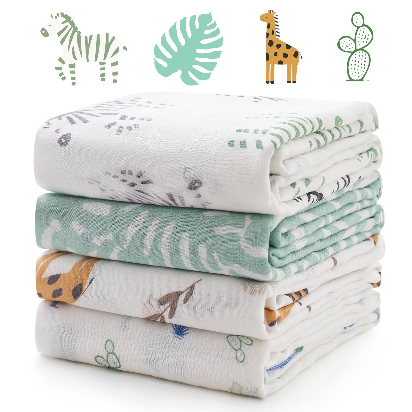Momcozy Muslin Best Wishes Swaddle Blankets, Ultra Soft 47" x 47", Bravery 