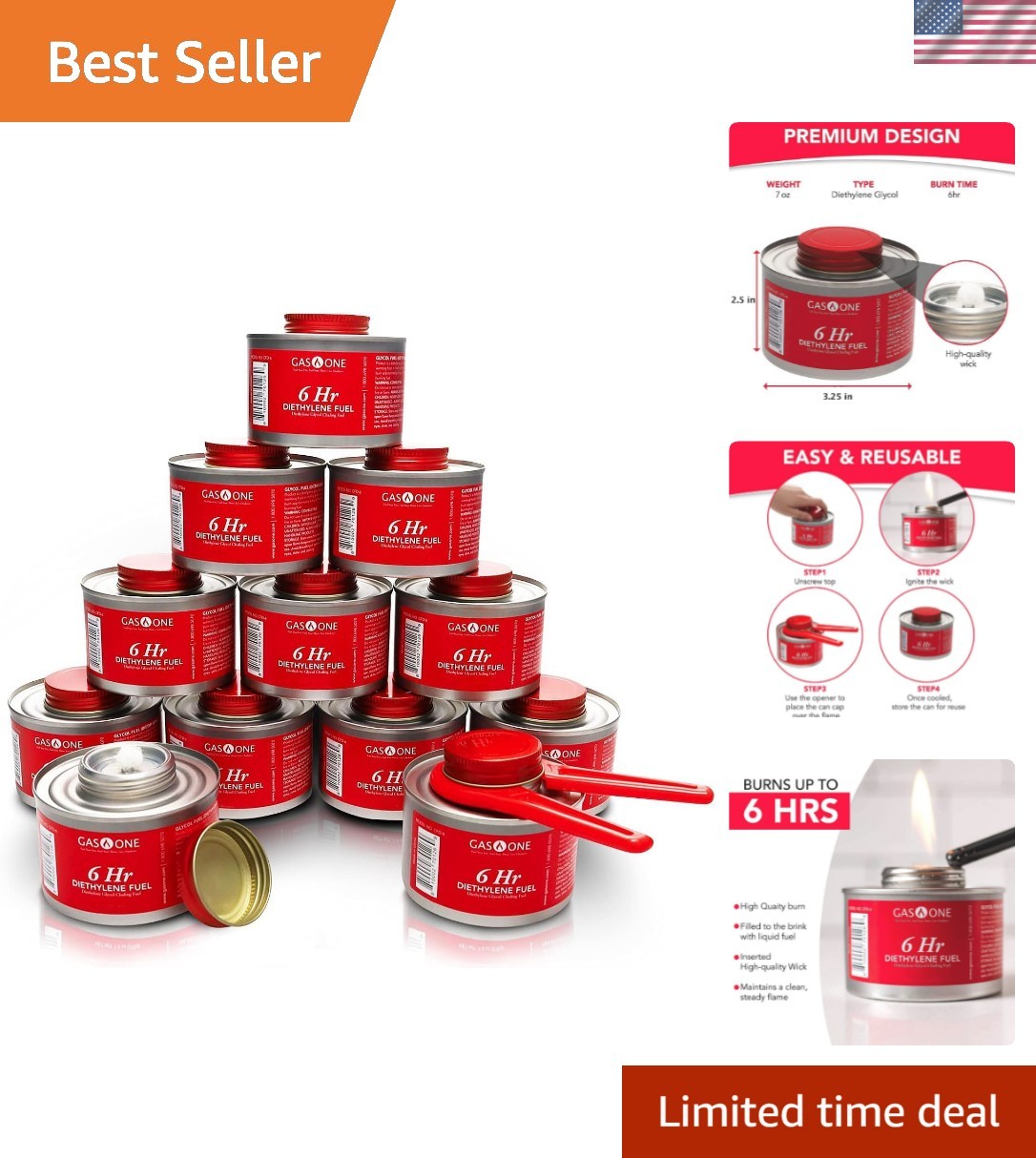 12 Pack 6 Hour Chafing Fuel - Food Warmer for Chafing Dish Buffet Set - Reusa...