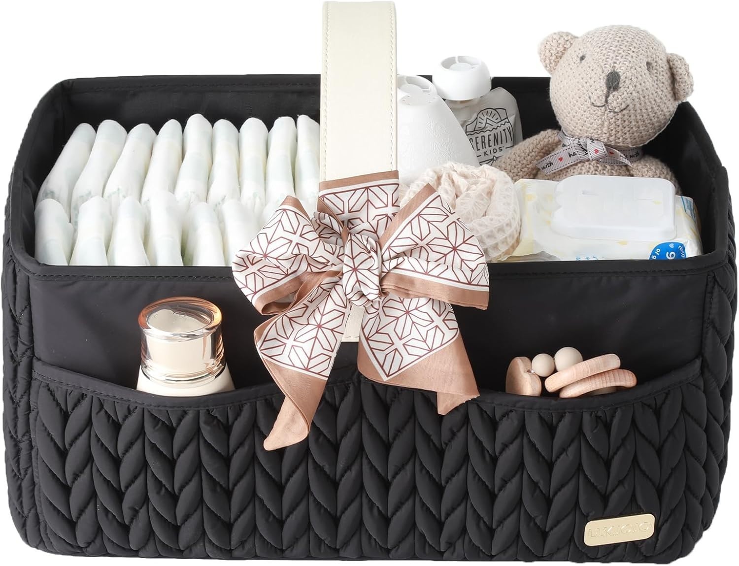 LUKJOJO Luxurious Baby Diaper Caddy, Nursery Storage Basket for Newborn
