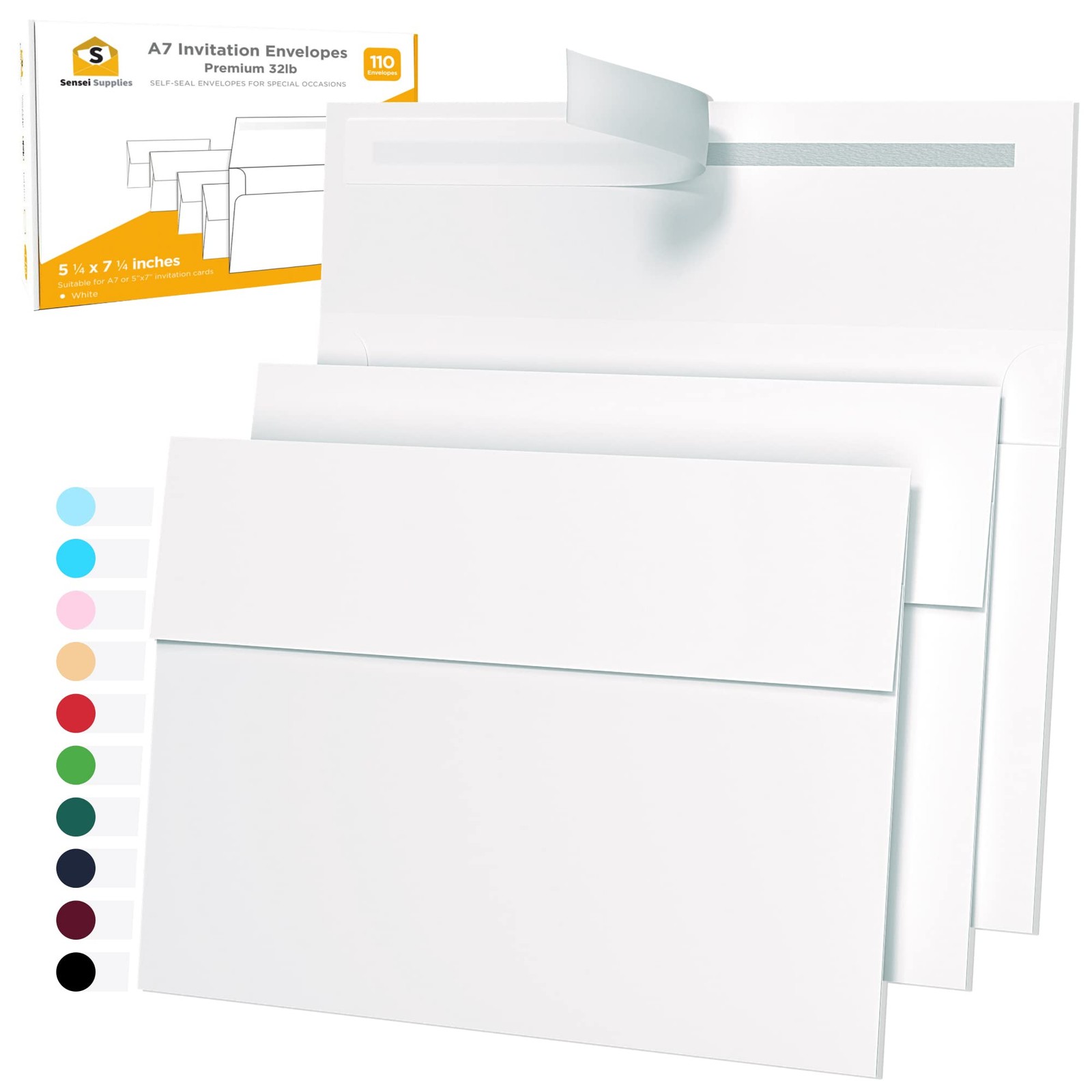 5x7 Envelopes for Invitations - 110 White 110 - Single Pack, 