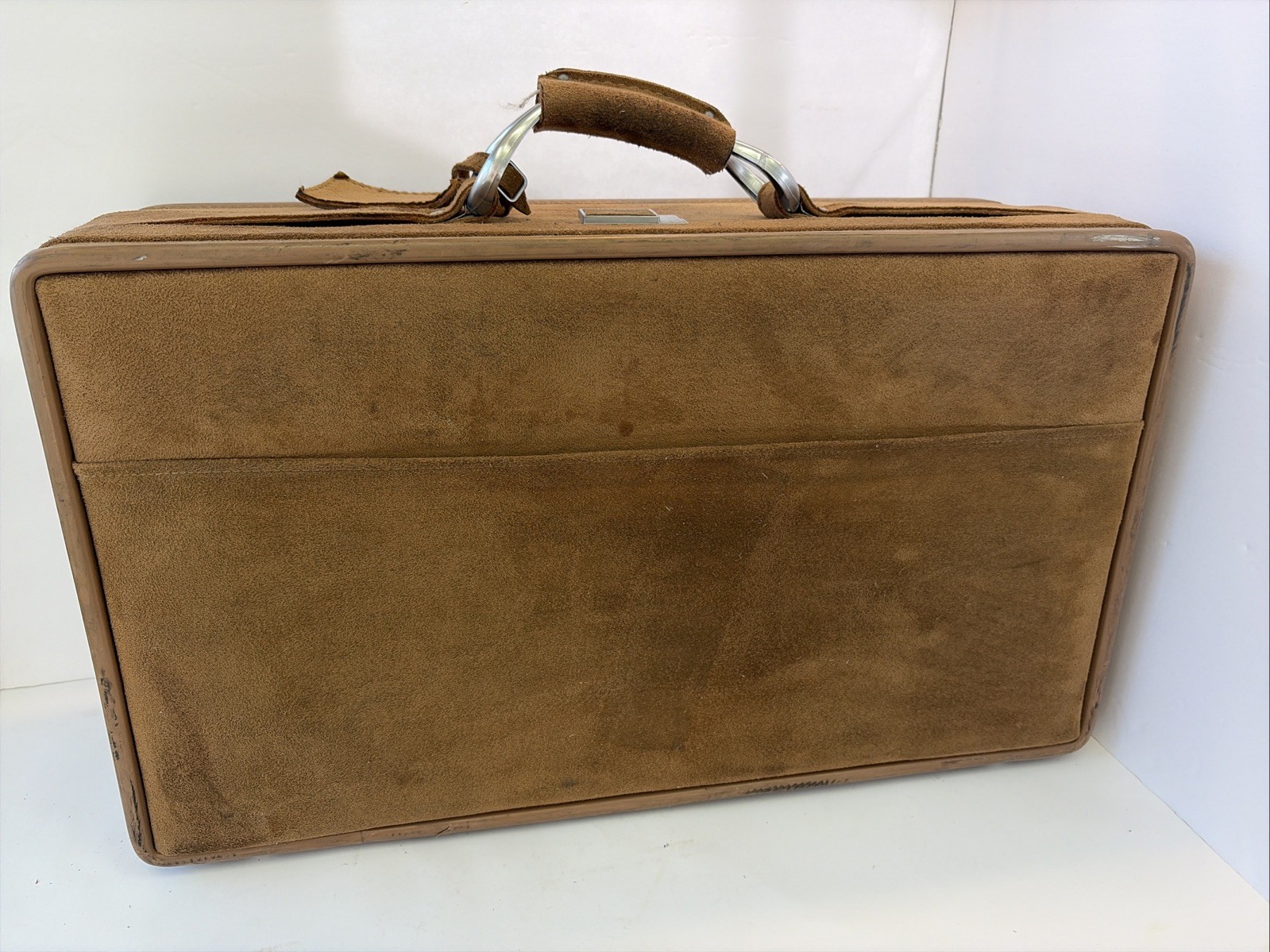 RETRO SUEDE VINTAGE HALSTON HARTMANN 21” SUITCASE LUGGAGE DESIGNER