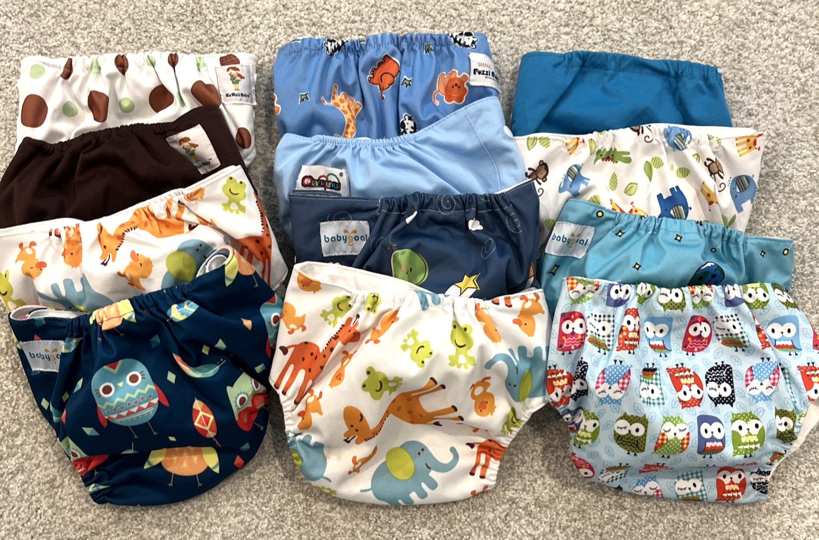 Diaper Cover LOT of 12 Snaps Adjustable Ka Waii Baby Goal Fuzzi Bunz InnoBaby
