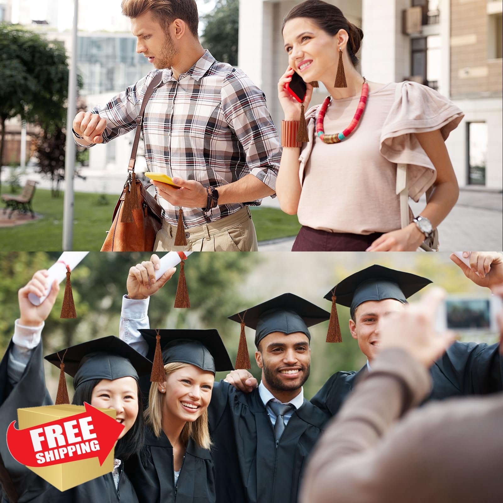 Graduation Bookmark Tassels 100 Pcs 5" Silky Coffee Floss DIY