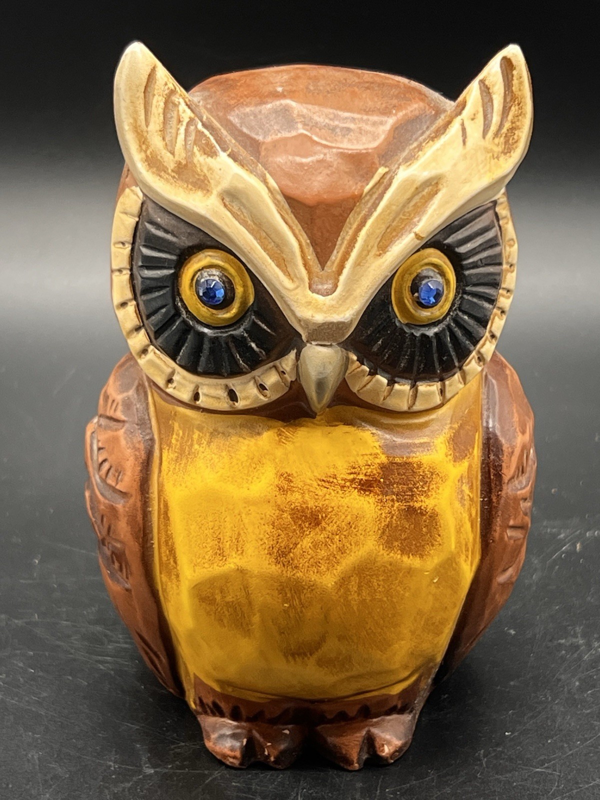 Napcoware Owl Coin Bank – Mid-Century Japan, Blue Rhinestone Eyes, Vintage