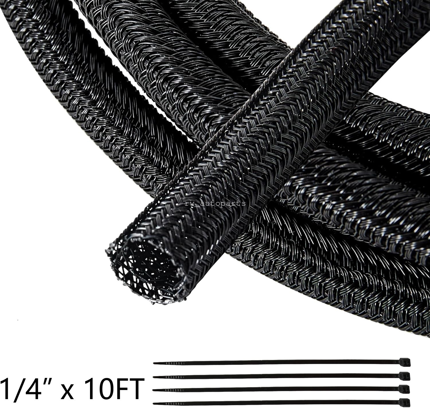 1/4” x 10FT Cable Sleeves Cord Management Braided Wire Loom Sleeving Protector