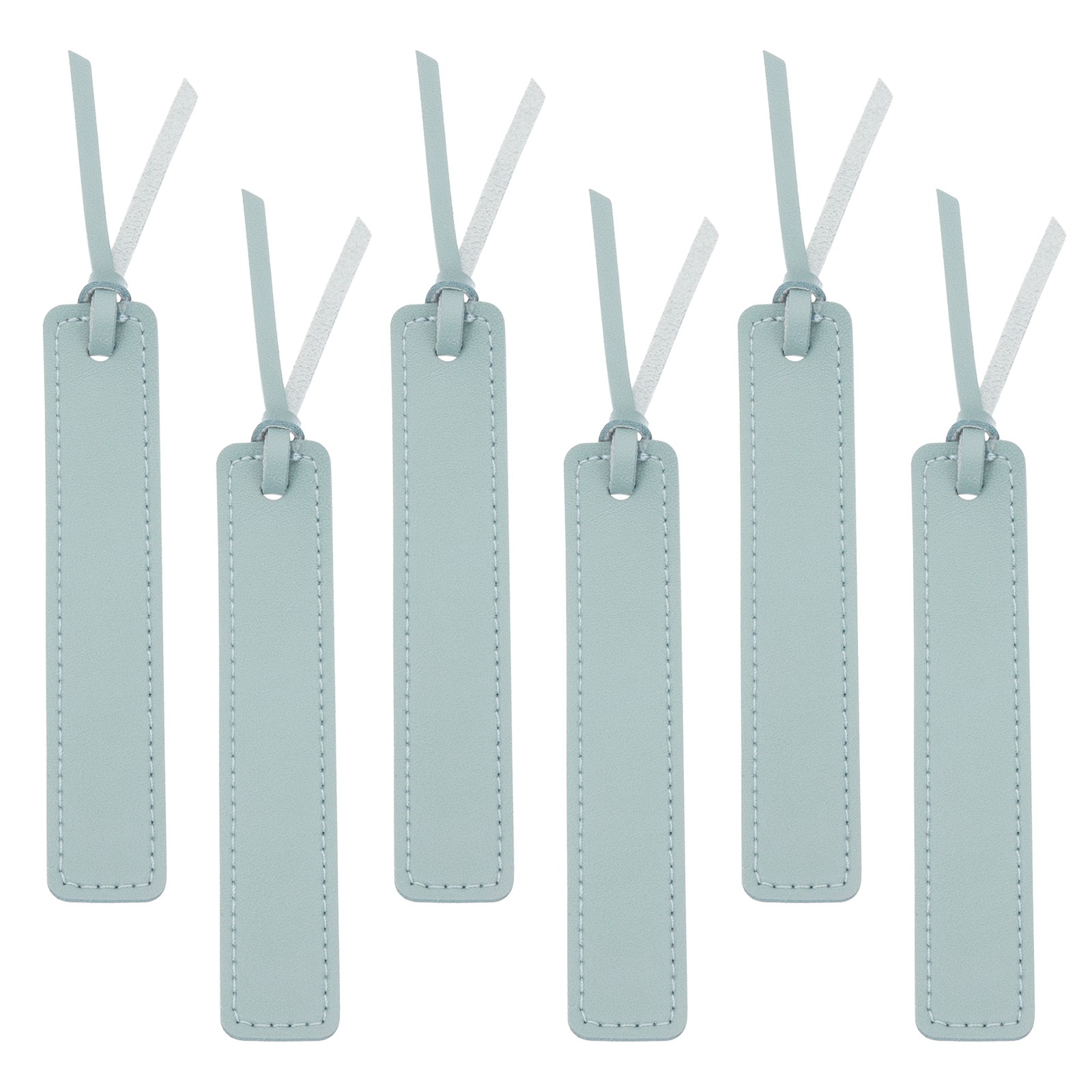 Leather Bookmarks, 6Pcs Rectangle Book Marks Page Markers, Blue